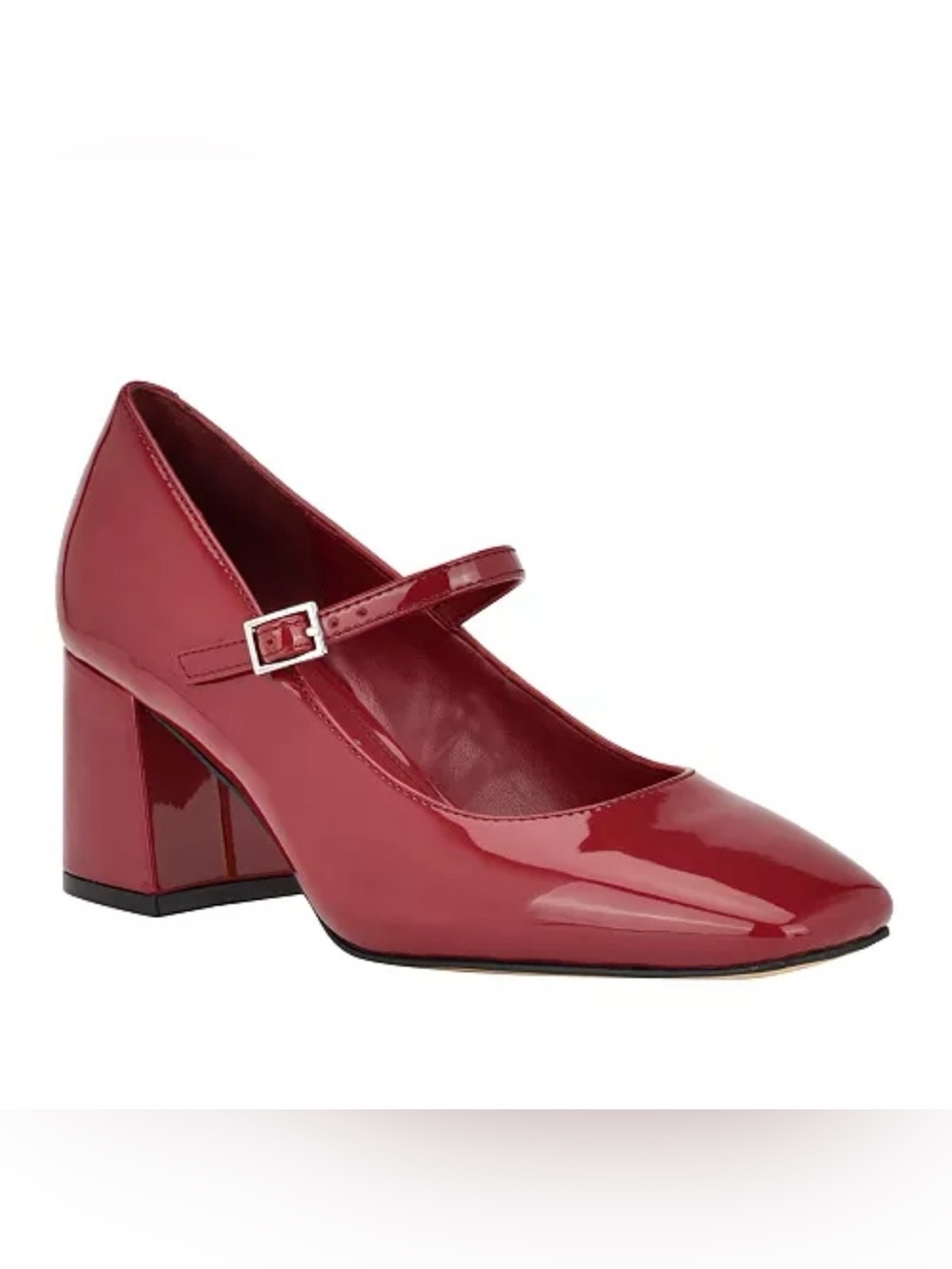 Calvin Klein Red Patent Mary Jane Block Heel Pumps